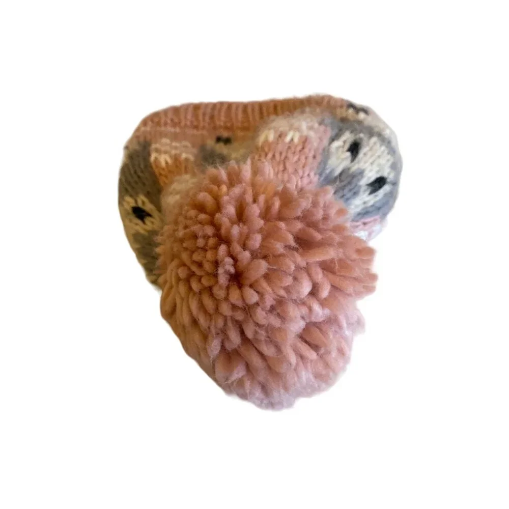 San Diego Hat Co. Kids Knit Beanie Pink Owl‎ Design Ages 4-6 With Pom Pom